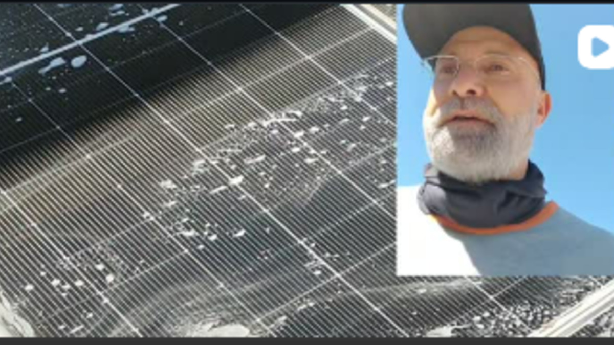 Limpeza de placa solar realizada pela equipe